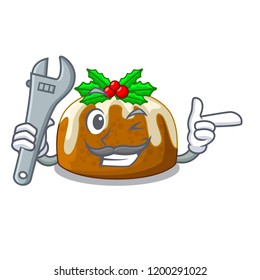 Mechanic christmas pudding isolated on the mascot