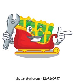 Mechanic christmas Santa sleigh isolated on mascot