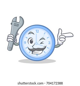 Mechanic clock character cartoon style