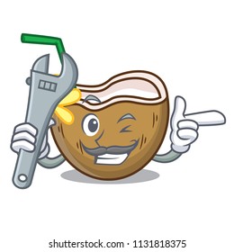 Mechanic cocktail coconut mascot cartoon
