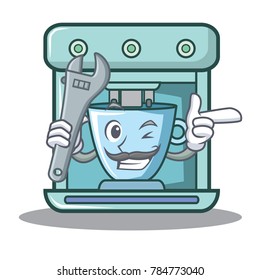 Mechanic coffee maker character cartoon