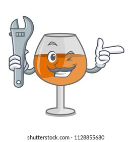 Mechanic cognac ballon glass mascot cartoon