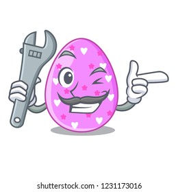 Mechanic color the easter eggs isolated mascot