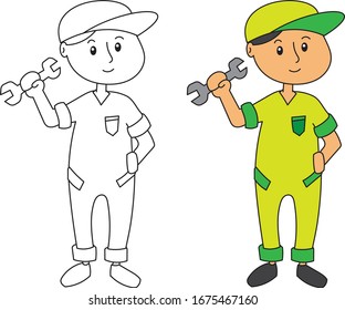 Ocupación/trabajo de dibujo del vector de dibujo mecanizado