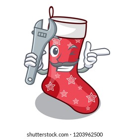 Mechanic cute christmas socks isolated on mascot