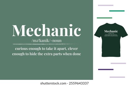 Mechanic definition t shirt design