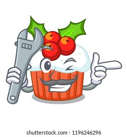 Mechanic delicious christmas cupcakes isolated on mascot