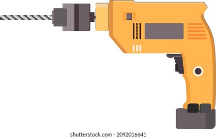 Taladro mecánico, ilustración, vector sobre un fondo blanco.