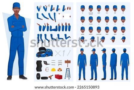 Mechanic Engineer Character Creation And Animation Pack. Black Mechanic Character gestures, Lip Sync, Expressions And Various Tools