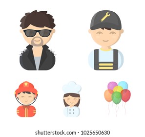 Mechanic, entertainer, cook, fireman.Profession set collection icons in cartoon style vector symbol stock illustration web.