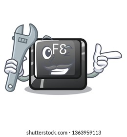 Mechanic f8 button displayed on cartoon keyboard