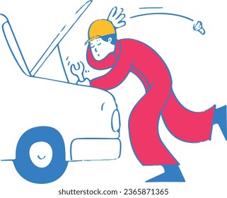 Fijación mecánica de la ilustración de un coche.