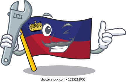 Mechanic flag liechtenstein in the cartoon shape