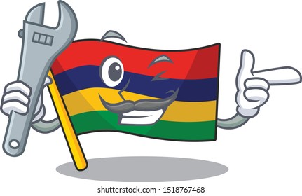 Mechanic flag mauritius in the character shape