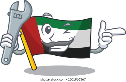 Mechanic flag united arab emirates in character