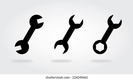 Mechanic flat icon with shadow : wrench.