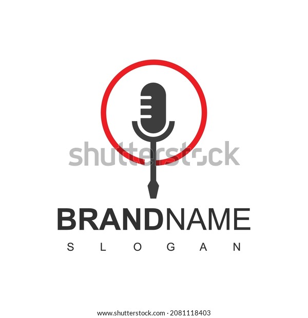 Mechanic Forum And Podcast Logo With Screwdriver\
And Microphone Symbol