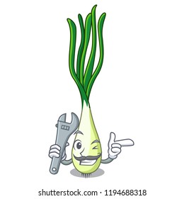 Mechanic fresh scallion isolated on the mascot