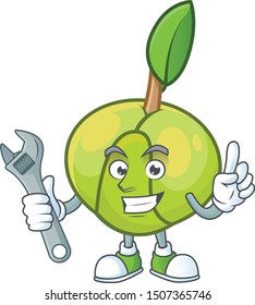 Mechanic fruit elephant apple cartoon mascot style