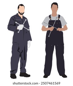 mechanic full isolated on white background vector