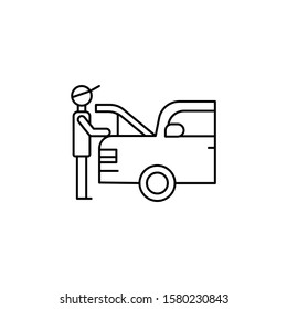 mechanic, garage, man line icon on white background