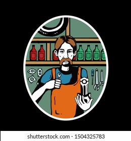 A mechanic i  the garage. vector illustration