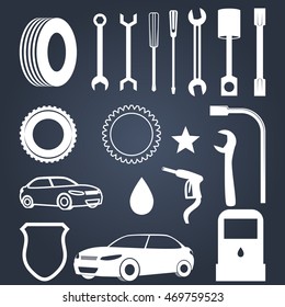 Mechanic Garage White Vector Objects 