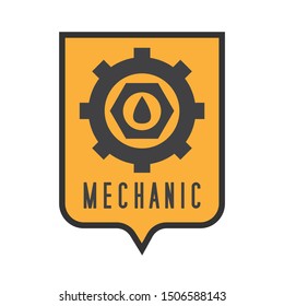 mechanic - gear, nut, coat of arms logo shield vector graphic