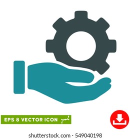 Mechanic Gear Service Hand EPS vector pictogram. Illustration style is flat iconic bicolor soft blue symbol on white background.