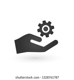 Mechanic Gear Service Hand flat vector illustration. mechanic gear service hand gray. vector illustration isolated on white background.