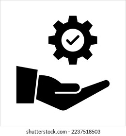 Mechanic gear service hand line icon. Setting and support concept. Vector illustration on white background.