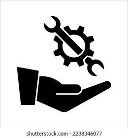 Mechanic gear service hand line icon. Setting and support concept. Vector illustration on white background.
