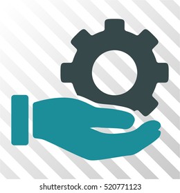 Mechanic Gear Service Hand vector pictograph. Illustration style is flat iconic bicolor soft blue symbol on a hatched transparent background.