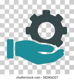 Mechanic Gear Service Hand vector pictograph. Illustration style is a flat iconic bicolor soft blue symbol on a transparent background.