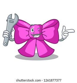 Mechanic gift bow tie isolated on cartoon