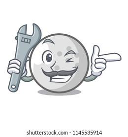 Mechanic golf ball mascot cartoon