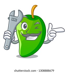 Mechanic green mango isolated with the mascot
