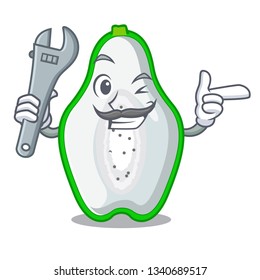 Mechanic green papaya in the cartoon form