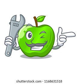 Mechanic green smith apple isolated on cartoon