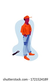A mechanic guy standing while put his hand on his pocket, mechanic vector illustration