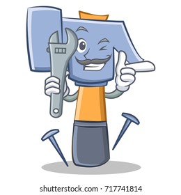 Mechanic hammer character cartoon emoticon