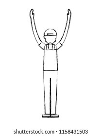 mechanic with hands up worker avatar character