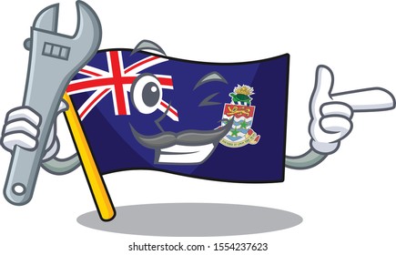 mechanic happy flag cayman islands with cartoon