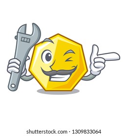 Mechanic heptagon stick on the cartoon door