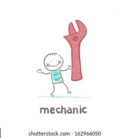 mechanic holding a red key