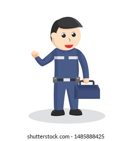 Mechanic holding tool box illustration