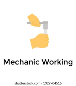 Mechanic holding tool flat icon vector 