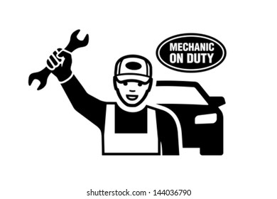 Mechanic holding a wrench.