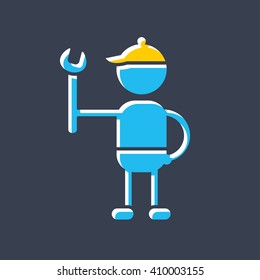 Mechanic holding a wrench icon.