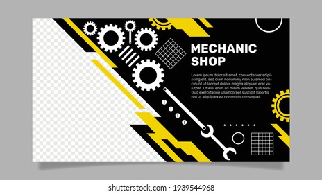 Mechanic horizontal banner template. - Vector.